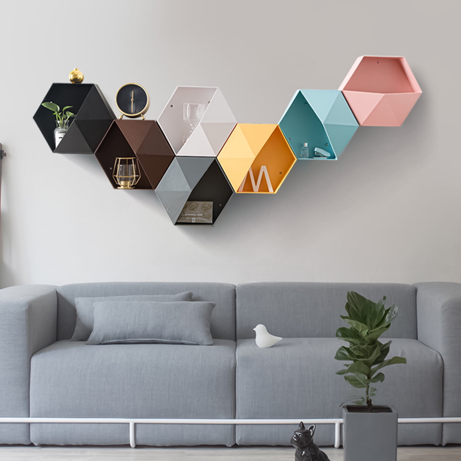 Cheer.US Wall Flowerpot 6.5cm Geometric Hexagon Hanging Planter with Lightweight, Portable