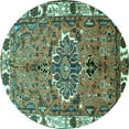 thumbnail image 1 of Ahgly Company Indoor Round Persian Turquoise Blue Traditional Area Rugs, 6' Round, 1 of 4