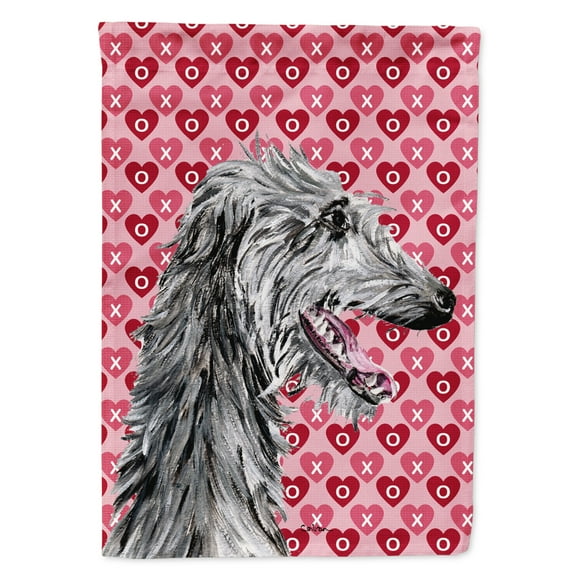 Carolines Treasures SC9717GF Scottish Deerhound Hearts and Love Flag Garden Size  Small multicolor