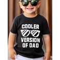 thumbnail image 1 of Camiseta de algodón para niño - "Papá, una versión más cool"; estampado gráfico, negra con letras blancas, ligera, de verano, manga corta, cuello redondo, informal, lavable a máquina., 1 of 7