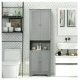 thumbnail image 2 of Bathroom Storage Cabinet, Tall Narrow Linen Tower with Doors & Adjustable Shelves, Freestanding Floor Cabinet, Gray, 2 of 9