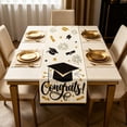 thumbnail image 4 of Elegant Graduation Table Runner, Black and Gold Foil Bachelor Cap Decor, Long Disposable Table Cover for Graduation Party Dessert Table and Celebration Buffet, 4 of 6