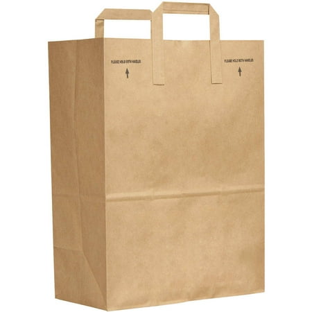 - General E-Z Tote Handle Fold Over Sack Paper Bags, Brown, 300 Ct