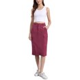 thumbnail image 2 of INSPIRE CHIC Women's Skirt High Waist Elastic Back Corduroy Midi Skirts L Burgundy, 2 of 6