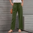 thumbnail image 5 of Laqbezok Women's Cotton Linen Pants, High Waist Drawstring Casual Loose Trousers with Pockets for Summer Beach Travel Vacation, 5 of 7