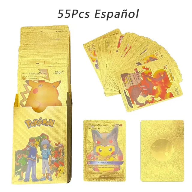 27-110Pcs Cards German French English Spanish Vmax GX Pikachu Diamond Color Energy Card Rare Collection Battle Boys Gift