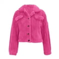 thumbnail image 6 of Women's Double Sided Fleece Jacket, Button Down Collar Long Sleeve Coat, Drop Shoulder Warm Jacket, Loose Fit Winter Top, Casual Fleece Outerwear, Plush Button Up Jacket Hot Pink XXL, 6 of 9
