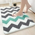 thumbnail image 1 of DEXI Luxury Bathroom Rug Non Slip Bath Mat for Shower Room Soft Absorbent Machine Washable Bathroom Mat Striped Bath Carpet Bath Rug,Green and Gray 16 X24, 1 of 8