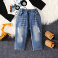 thumbnail image 4 of PatPat Baby Boy/Girl Basic Solid Color Hole Design Denim Jean, 4 of 4