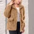 thumbnail image 4 of Puntoco Abrigo Moda Mujer Sólido Botón De Invierno Cálido Retro Manga Larga Abrigo De Felpa De Doble Cara Manga Larga Sin Sombrero Abrigo/Chaqueta Informal Liquidación Puntoco Puntoco-1, 4 of 9