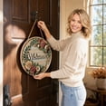 thumbnail image 6 of Welcome Sign for Front Door Hanging Wooden Plaque with Artificial Leaves Round Rustic Wood Farmhouse Wreath Porch for Housewarming Home Front Door Decor, 7.87 Inch Classic Foliage,Retro Style, 6 of 9