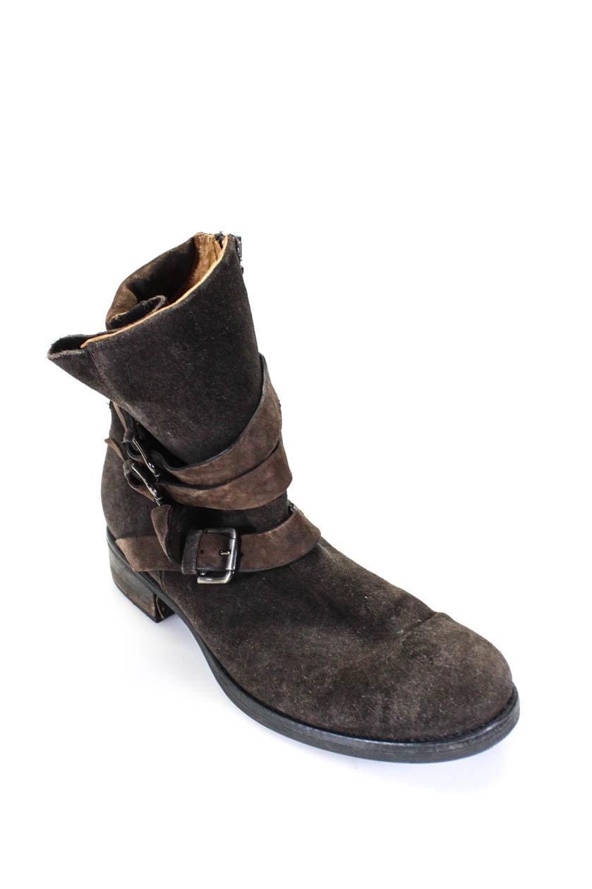 Pre-owned|Alberto Fermani Womens Suede Belted Ankle Boots Dark Brown Size 9.5 - Walmart.com