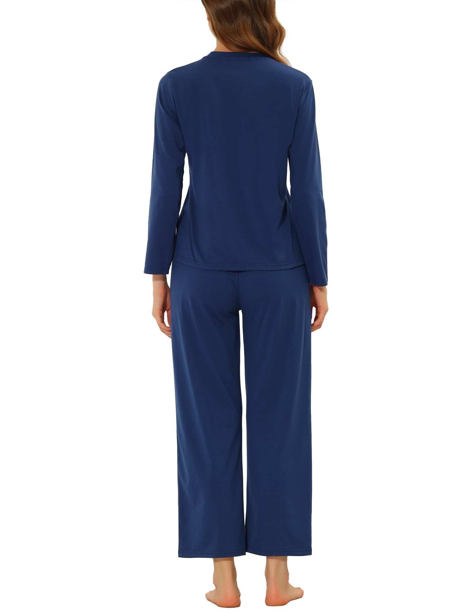 Unique Bargains Women's Pajamas Nightwear Cat Print Tops and Pants Lounge Sleepwear Sets