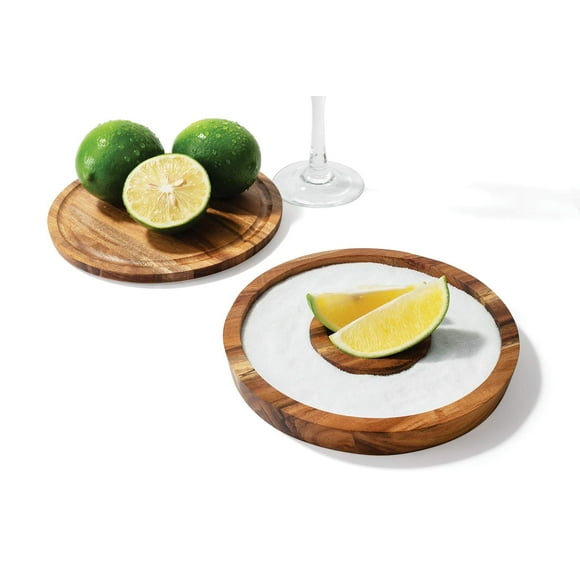 Outset 3-in-1 Acacia Wood Salt Rimmer, Cutting Board and Storage Container