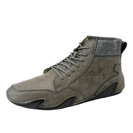 

Cathalem Mens Shoes High Top Elastic Band Sport Shoes Fashion Casual Shoes Plus Size Ankle Boots Grey 41