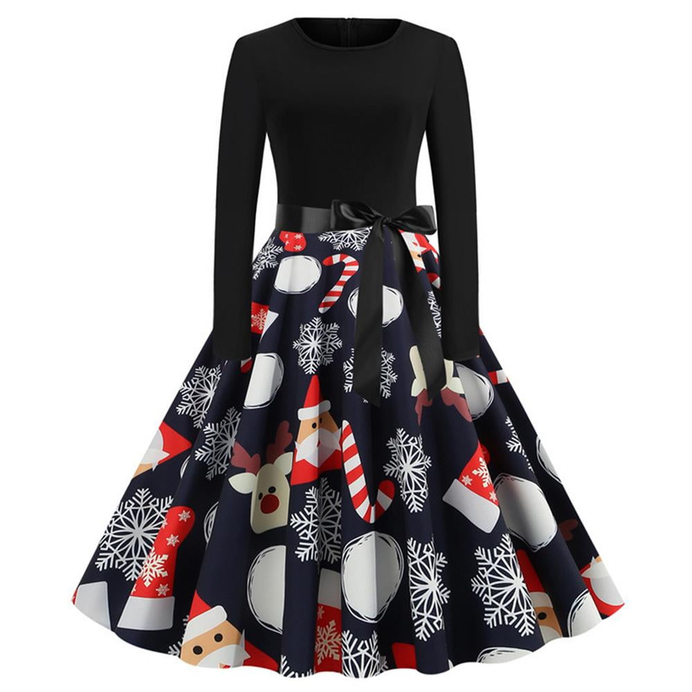 IMSHIE Retro Pleated Christmas Party Dress, Classy Santa Claus Print Ladies  Evening Coctail Dress, Midi Dress Cocktail Tea Party Evening Prom Dresses  durable - Walmart.com
