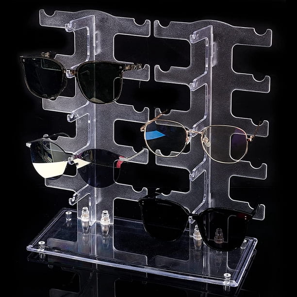 Soporte para gafas de sol, acrílico, organizador de 2 filas para 10 pares de gafas, de sobremesa, para venta minorista