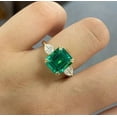 thumbnail image 2 of Hitanshu Jewels Green Cubic Zirconia Asscher Cut Women's 3-Stone Band Ring 14k Yellow Gold Plated, 2 of 6