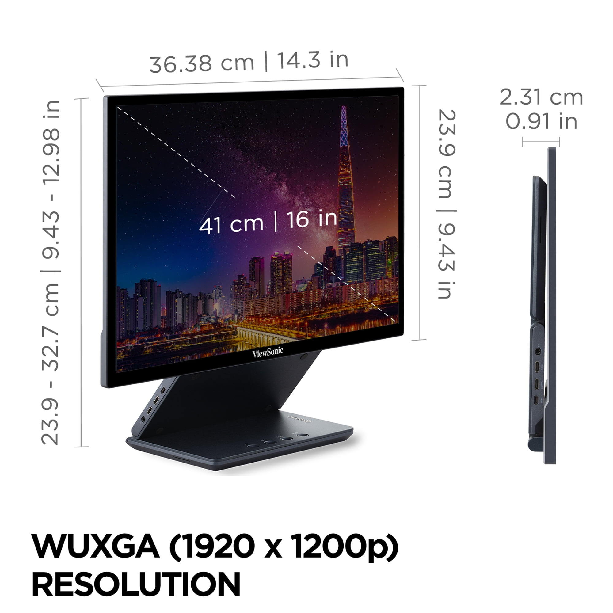 ViewSonic VP1656 15.6" FHD IPS Portable Monitor with 2 Way Powered USB C