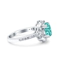 thumbnail image 2 of Oval Art Deco Accent Vintage Ring Paraiba Tourmaline CZ 925 Sterling Silver Size 10, 2 of 6
