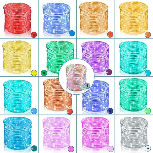 200 LED Rope Lights, Power Supply Hose Light 16 Colors Changing String Lights with Timer