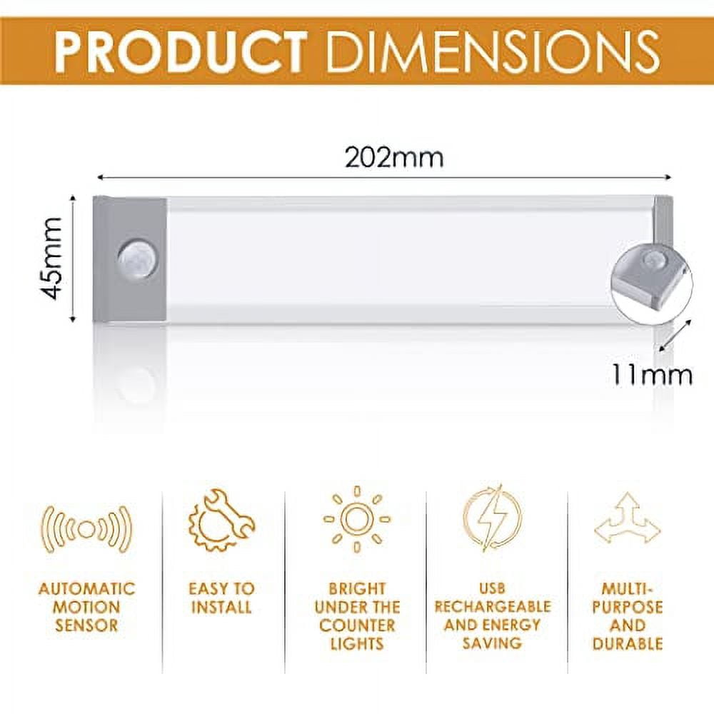 VYANLIGHT 58-LED Motion Sensor Cabinet Lighting, USB Rechargeable Wireless Closet Light, Warm and Natural White, 1500mAh, 2 Pack
