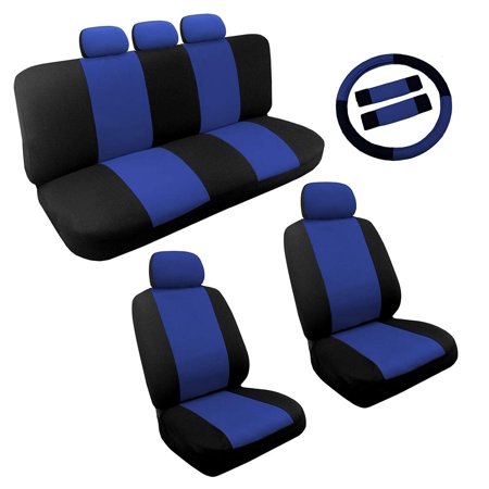 - Dual Color Blue/Black Two Tone Car Seat Covers Steering Wheel Set 14pc Racing For Chevy Cruze