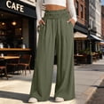thumbnail image 5 of Noric Women's Cotton Loose-Fit Wide Leg Casual Pants with Elastic Smocked Waist Lounge Street Style Pants, 5 of 9