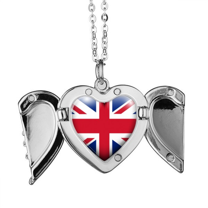 union jack shaped britain uk flag angel wings necklpendant fashion