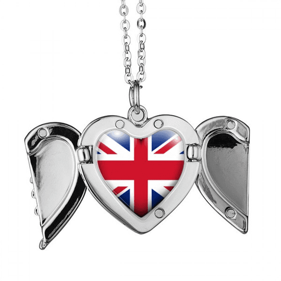union jack shaped britain uk flag angel wings necklpendant fashion