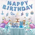thumbnail image 4 of Juego de decoraciones para fiesta de cumpleaños de sirena, pancarta de feliz cumpleaños, suministros de decoración para fiestas, pancarta de cumpleaños de sirena, sombreros de cola de sirena, pancarta, 4 of 5