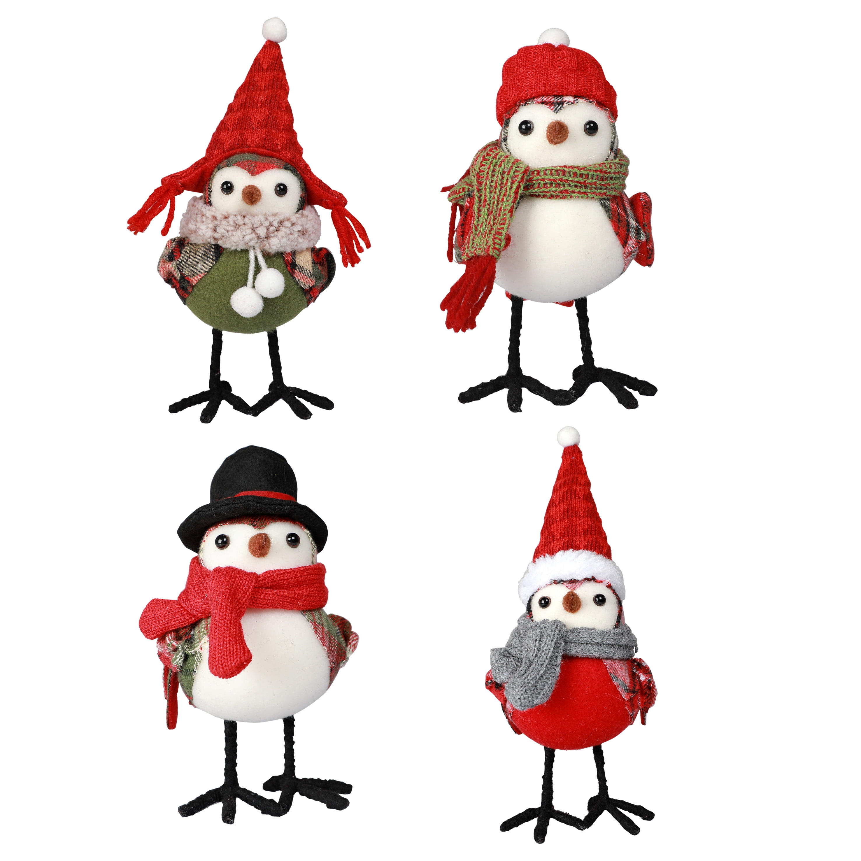 Holiday Time Multi-Colored Fabric Winter Bird Table Top Christmas