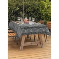 thumbnail image 2 of Outdoor Tablecloth with Umbrella Hole and Zipper, Blue Boho Rectangle Table Cloth 54x80 Inch Waterproof Tablecloth, Vintage Ethnic Tribe Abstract Art Floral Picnic Table Cover for Patio Camping, 2 of 7