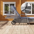 thumbnail image 4 of Outsunny Ensemble de 3 Pcs de Chaises Longues en Rotin pour Patio, Ensemble de Meubles d'Extérieur en Osier PE Inclinable, Réglable et Portable avec Roues et Table d'Appoint, Gris, 4 of 10