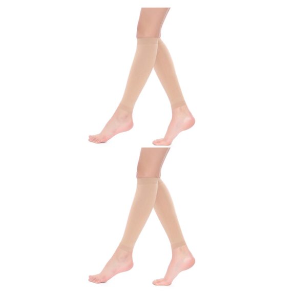 Vogacara Medias cómodas para terapia de compresión que reducen la hinchazón y la fatiga que absorben la humedad color de piel de nailon M color de piel METRO 2Conjunto