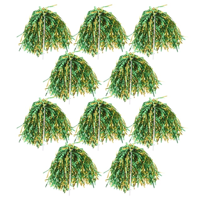 10 pompones de plástico para animadoras, flores de mano de papel metálico, pompones para disfraces de animadoras, accesorios para bailes animados