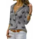 thumbnail image 1 of Blusa Moda Casual Holgada Elegante Manga Larga Para Mujer,Gris,3XL, 1 of 5