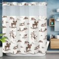 thumbnail image 6 of No Hook Shower Curtain with Snap in Liner, Retro Western Cowboy Waterproof Bath Curtain Double Layers with See Through Top Window, Desert Horse Cactus Hotel Shower Curtains 72x72in, 6 of 9