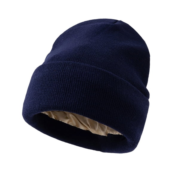 Aellinatey Satins Oversized Knit Beanies For Men Women Soft Warm Winter Lined Hat