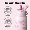 thumbnail image 2 of BOTTLE BOTTLE 32oz Insulated Water Bottle Stainless Steel Sport Water Bottle with Straw Dual-use Lid Women's Gift Design for Gym with Pill Box (Pink Bow), 2 of 7