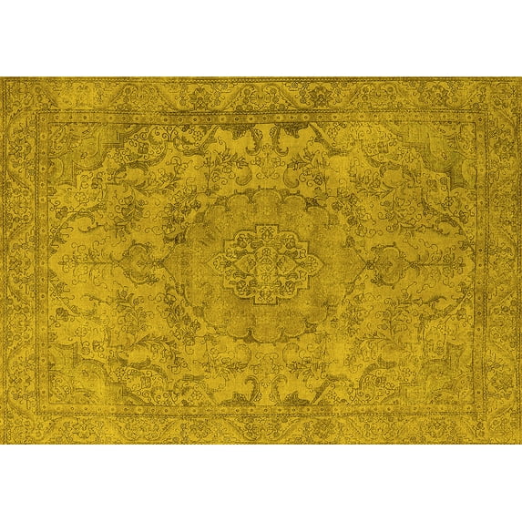 Ahgly Company Indoor Rectangle Oriental Yellow Industrial Area Rugs, 6' x 9'