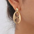 thumbnail image 5 of HIJONES Coffee Bean Stainless Steel Huggie Hoop Earring for Women Minimalist Twisted Piercing Ear Jewelry Gold, 5 of 6