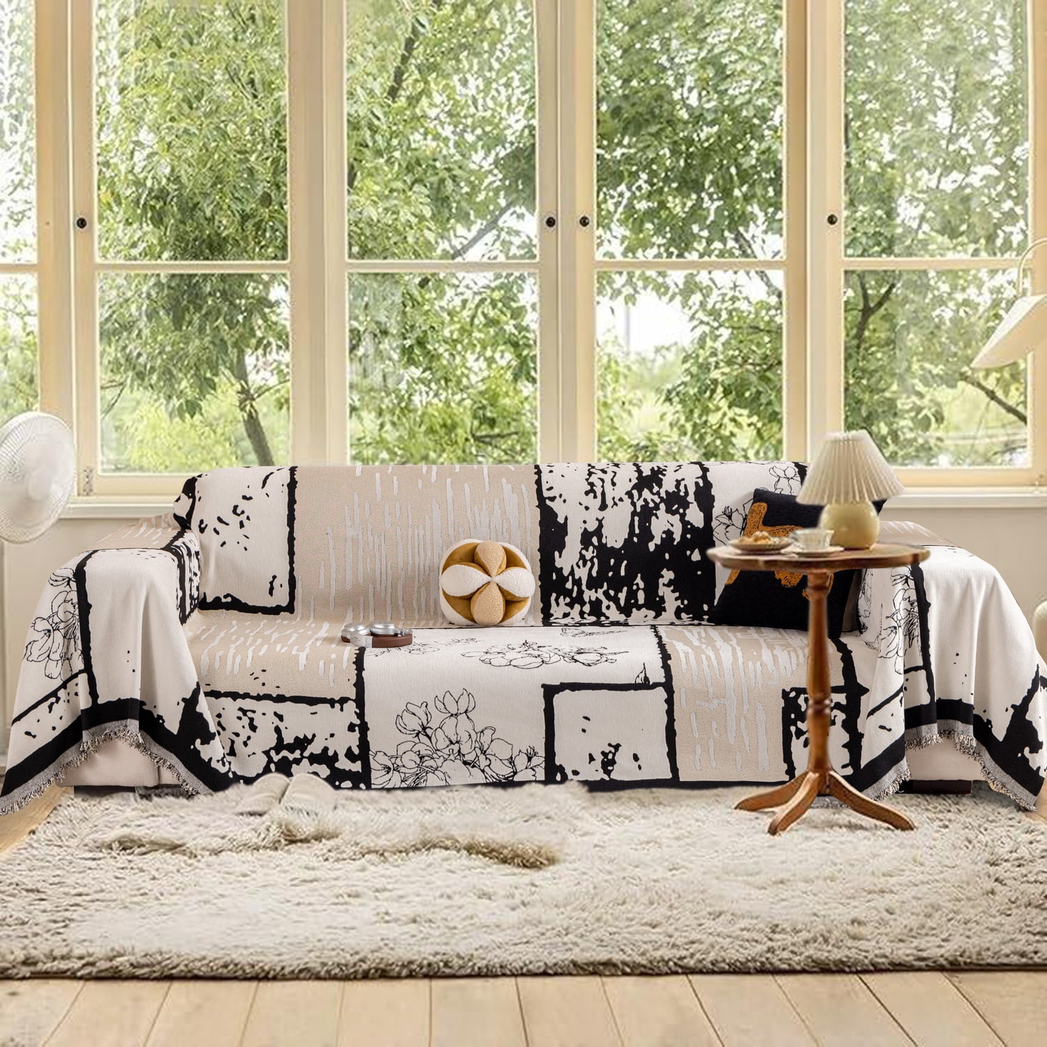 NAYOROOM Vintage White Sofa Cover, Couch Covers for 3 Cushion Couch Sofa, Sectional Couch Covers for Living Room Sofa Throws Sofa Slipcovers (71"x 134" X-Large )