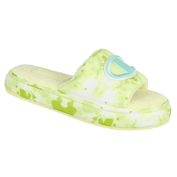 Champion Women's Cloud Dye Plush Slippers sz 8 Lemon Cloud Green CPS10345W