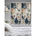 thumbnail image 3 of Vintage Blue Floral Bathroom Window Curtain, Butterflies Watercolor Flower Tan Light Filtering Coffee Kitchen Curtains, Bedroom Living Room Curtains 2 Panel 84"x63", 3 of 6