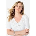 thumbnail image 4 of Roaman's Women's Plus Size Eyelet Swing Tee, 4 of 6