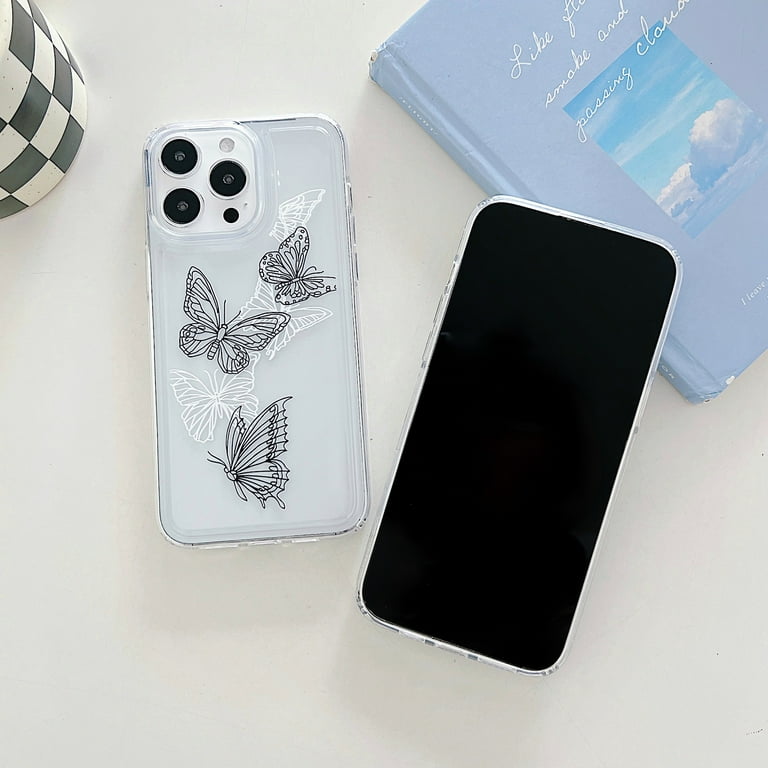 Cute Clear Case for iPhone 13 Pro, Colourful Butterflies Pattern