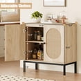 thumbnail image 4 of Litake Buffet Cabinet, Rattan Storage Cabinet with Doors and Shelves, Accent Cabinet Sideboard, Wood Console Cabinet with Storage Entryway Cabinet for Living Room, Dining Room, Hallway (Wood), 4 of 9