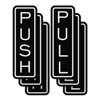Signs ByLITA Classic Vertical Push Pull Self-Adhesive Door Sign for Businesses, Shops, Restaurants, Hotels and more (3 Pack) Sign (Black) - Medium