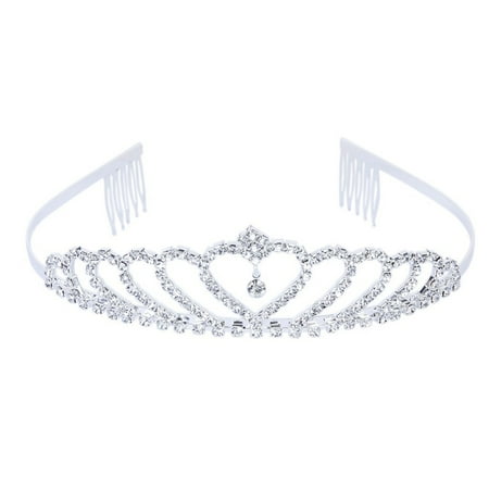 

Delicate Wedding Bridal Prom Shining Rhinestones Crown Tiara Headband with Comb (Silver)